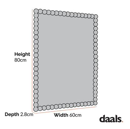 Miroir mural rectangulaire Luna Bobbin 80 x 60 cm, blanc délavé