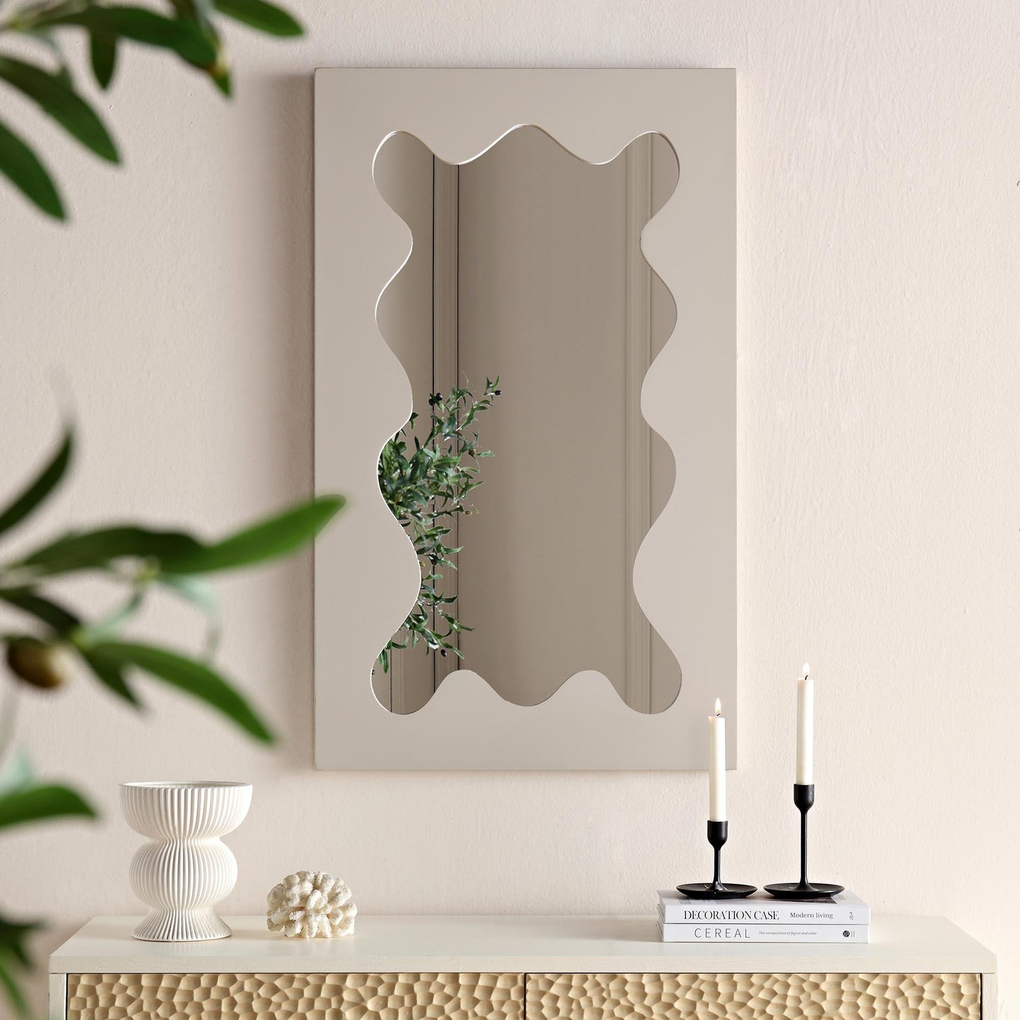 Miroir Destin Wave 100 x 60 cm, taupe brillant