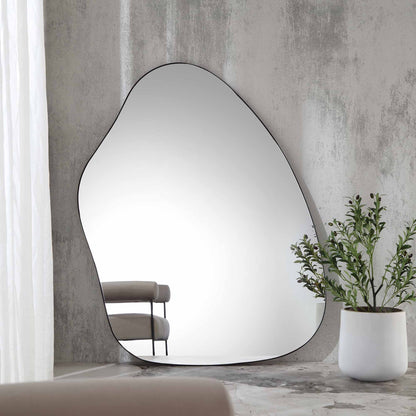 Miroir Pavia de forme irrégulière, extra large, pleine longueur, 160 x 115 cm, noir