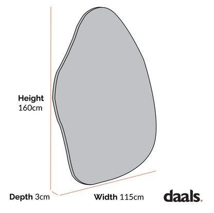 Miroir Pavia de forme irrégulière, extra large, pleine longueur, 160 x 115 cm, or antique