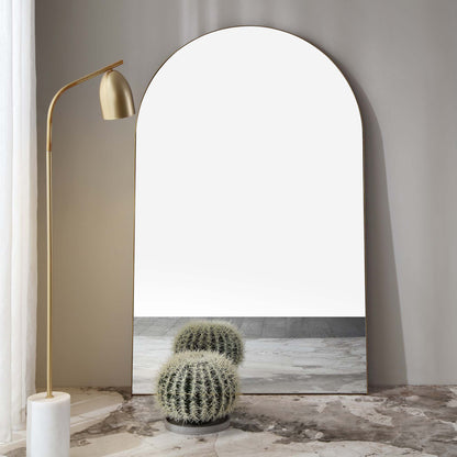 Miroir arqué Eden avec cadre en métal 180 x 110 cm, effet or antique