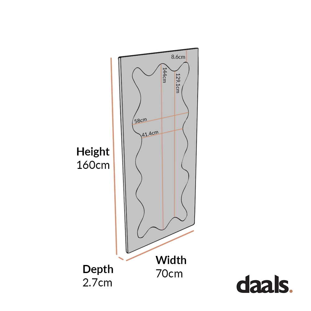 Miroir Destin Wave 160 x 70 cm, taupe brillant
