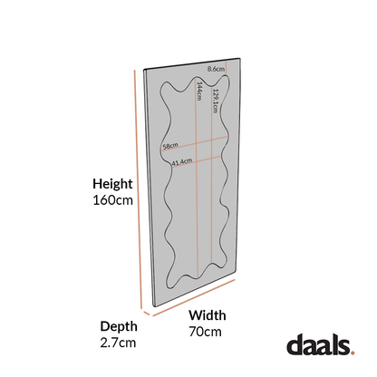 Miroir Destin Wave 160 x 70 cm, taupe brillant