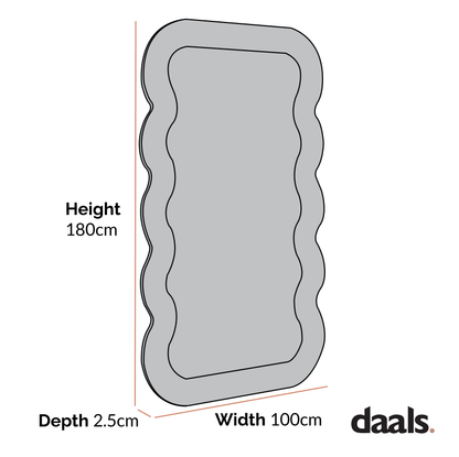 Miroir Venus pleine longueur ondulé 180 x 100 cm, vert sauge