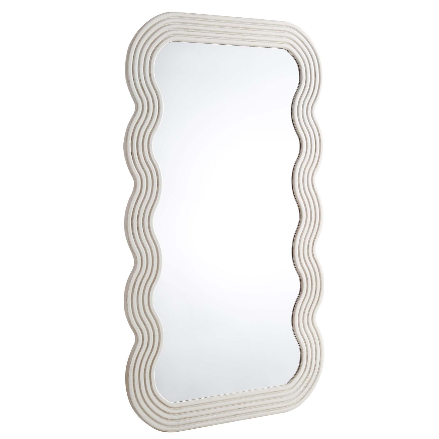 Miroir Venus pleine longueur ondulé 180 x 100 cm, blanc délavé