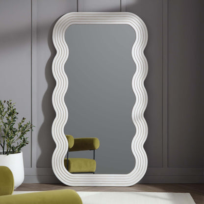 Miroir Venus pleine longueur ondulé 180 x 100 cm, blanc délavé