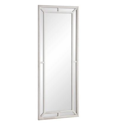 Miroir de fenêtre pleine longueur avec cadre en bois blanc délavé Edgeworth 160 x 60 cm