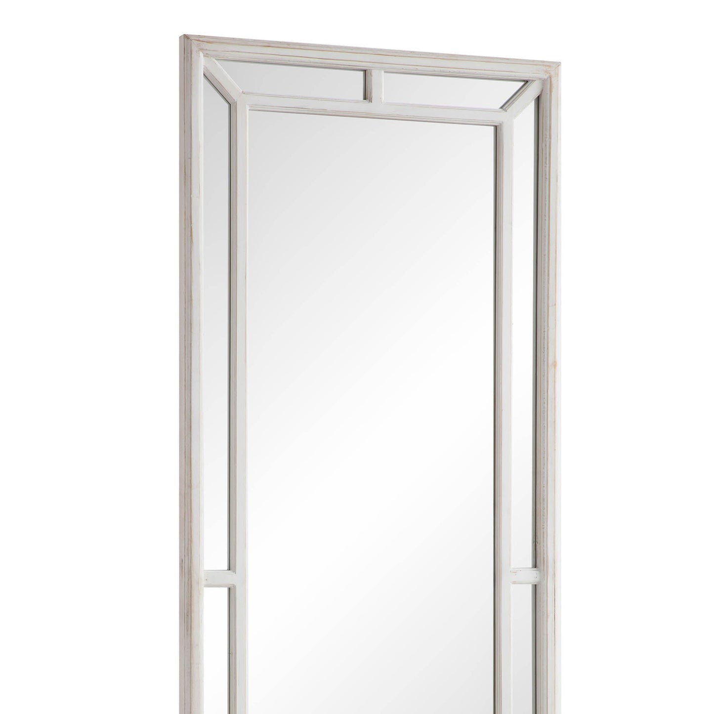 Miroir de fenêtre pleine longueur avec cadre en bois blanc délavé Edgeworth 160 x 60 cm