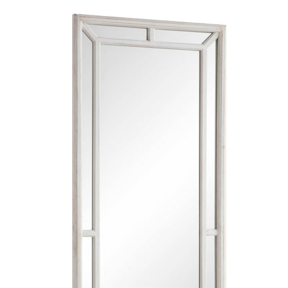 Miroir de fenêtre pleine longueur avec cadre en bois blanc délavé Edgeworth 160 x 60 cm