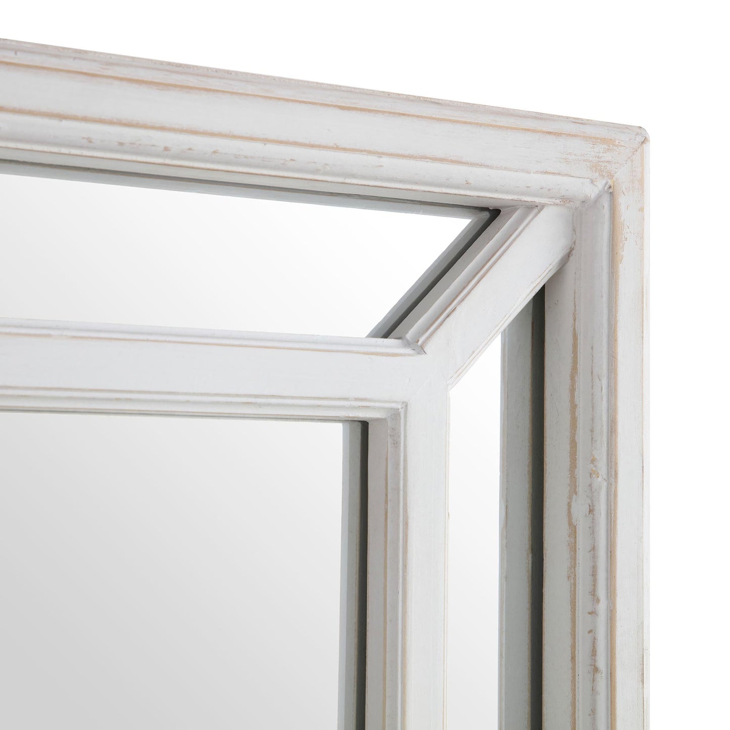 Miroir de fenêtre pleine longueur avec cadre en bois blanc délavé Edgeworth 160 x 60 cm