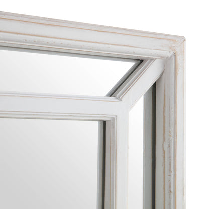 Miroir de fenêtre pleine longueur avec cadre en bois blanc délavé Edgeworth 160 x 60 cm