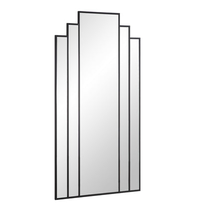 Miroir de sol Art Déco Sonia avec cadre en métal noir 179 x 90 cm