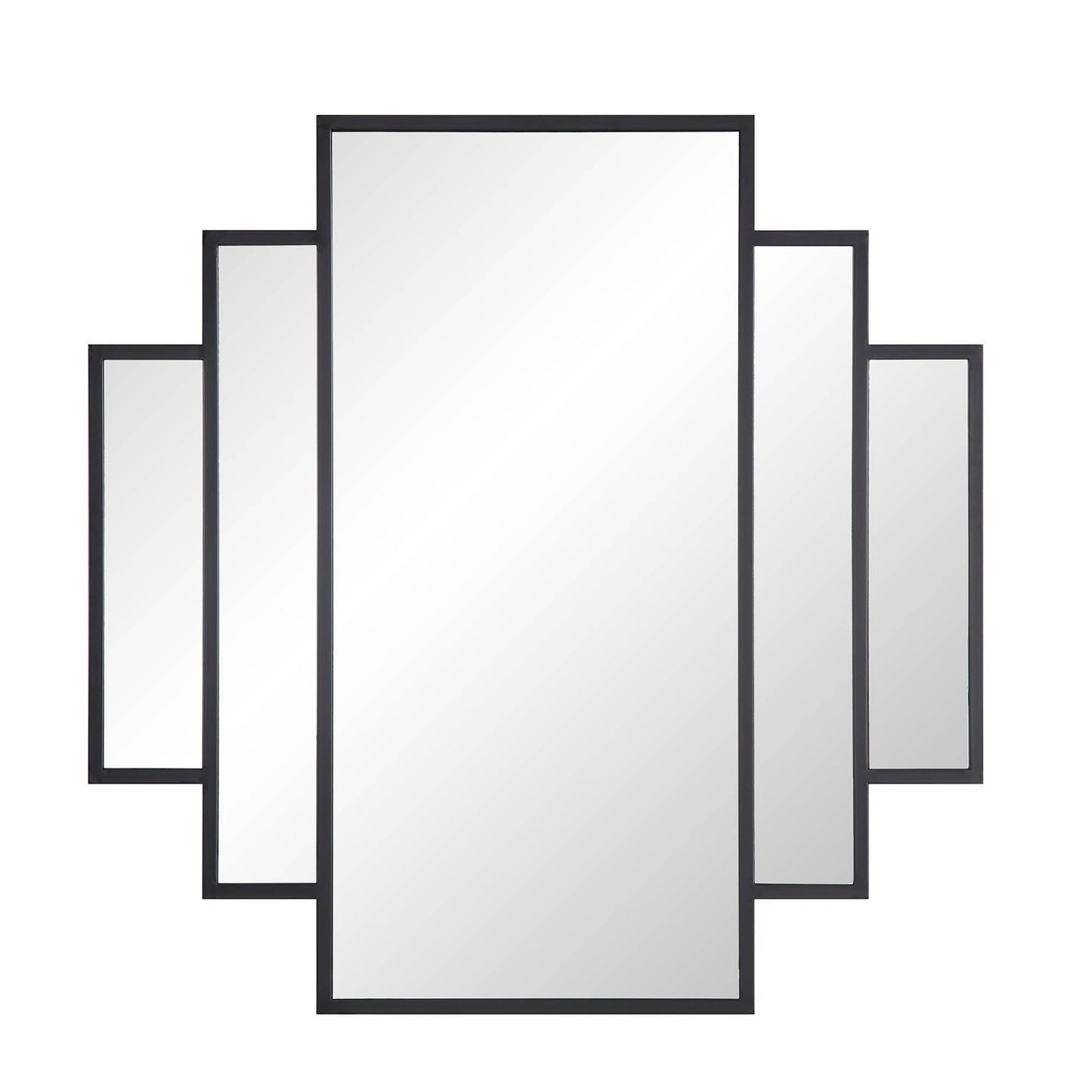 Miroir mural carré Art Déco Sonia avec cadre en métal noir 90 x 90 cm