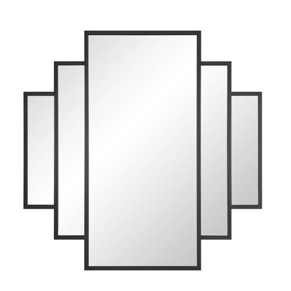 Miroir mural carré Art Déco Sonia avec cadre en métal noir 90 x 90 cm