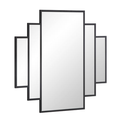 Miroir mural carré Art Déco Sonia avec cadre en métal noir 90 x 90 cm