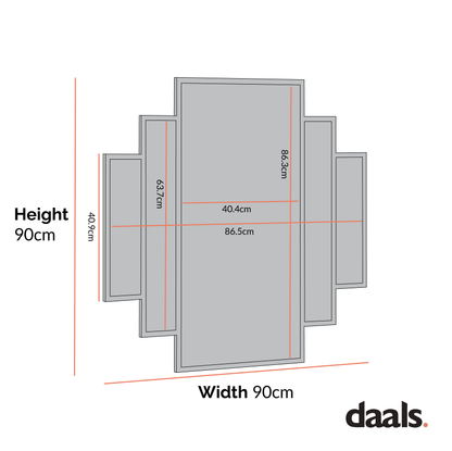 Miroir mural carré Art Déco Sonia avec cadre en métal noir 90 x 90 cm