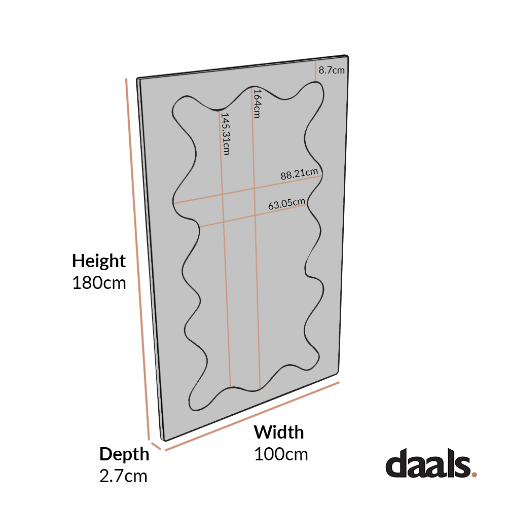 Miroir Destin Wave 180 x 100 cm, blanc mat