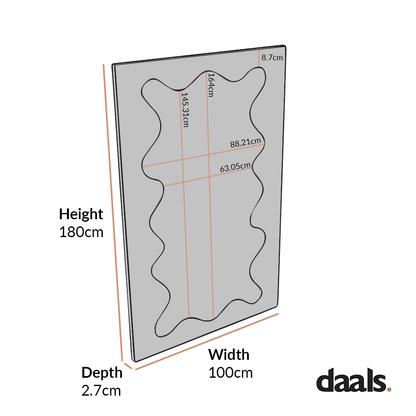 Miroir Destin Wave 180 x 100 cm, blanc mat