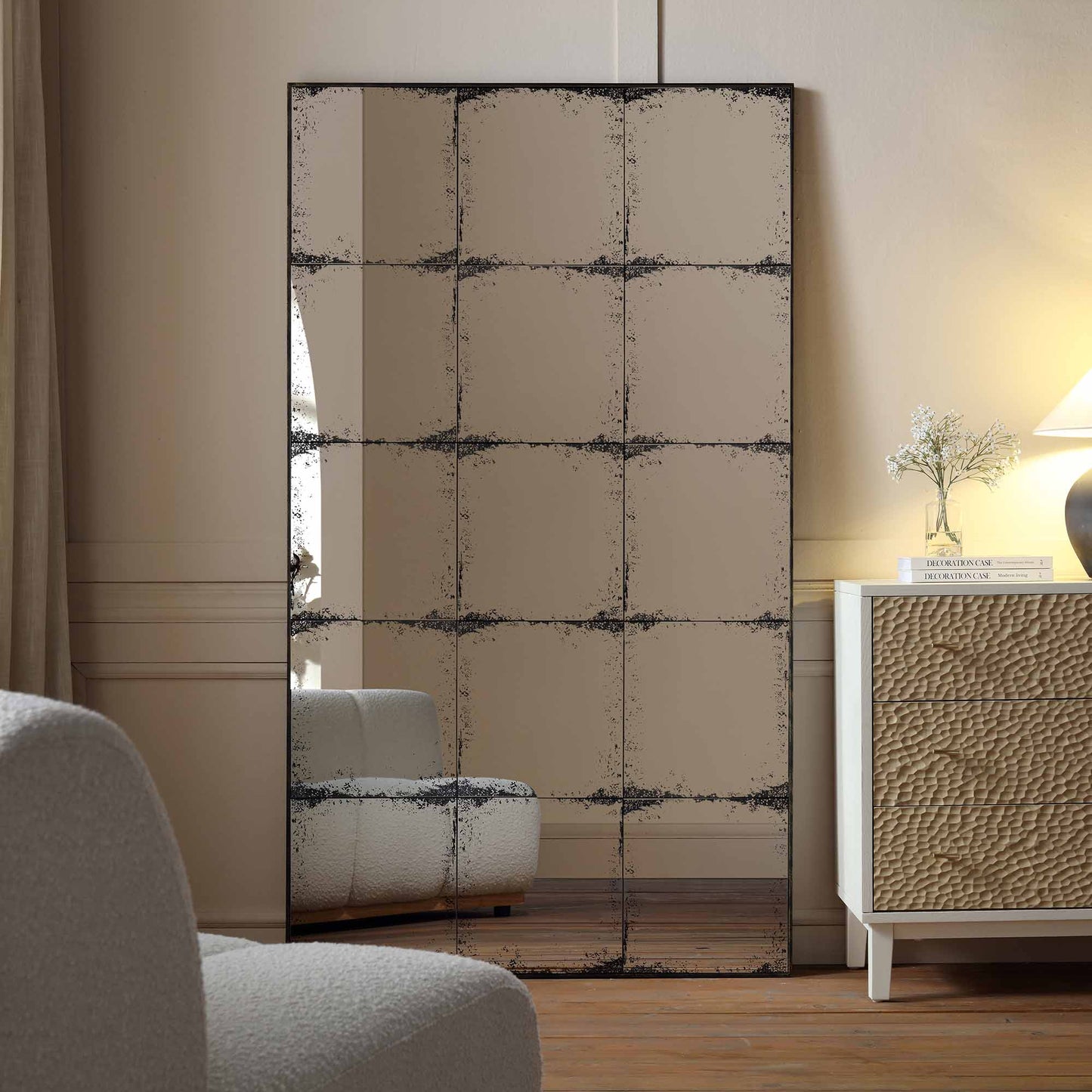 Miroir rectangulaire Bibury vieilli pleine longueur 180 x 100 cm