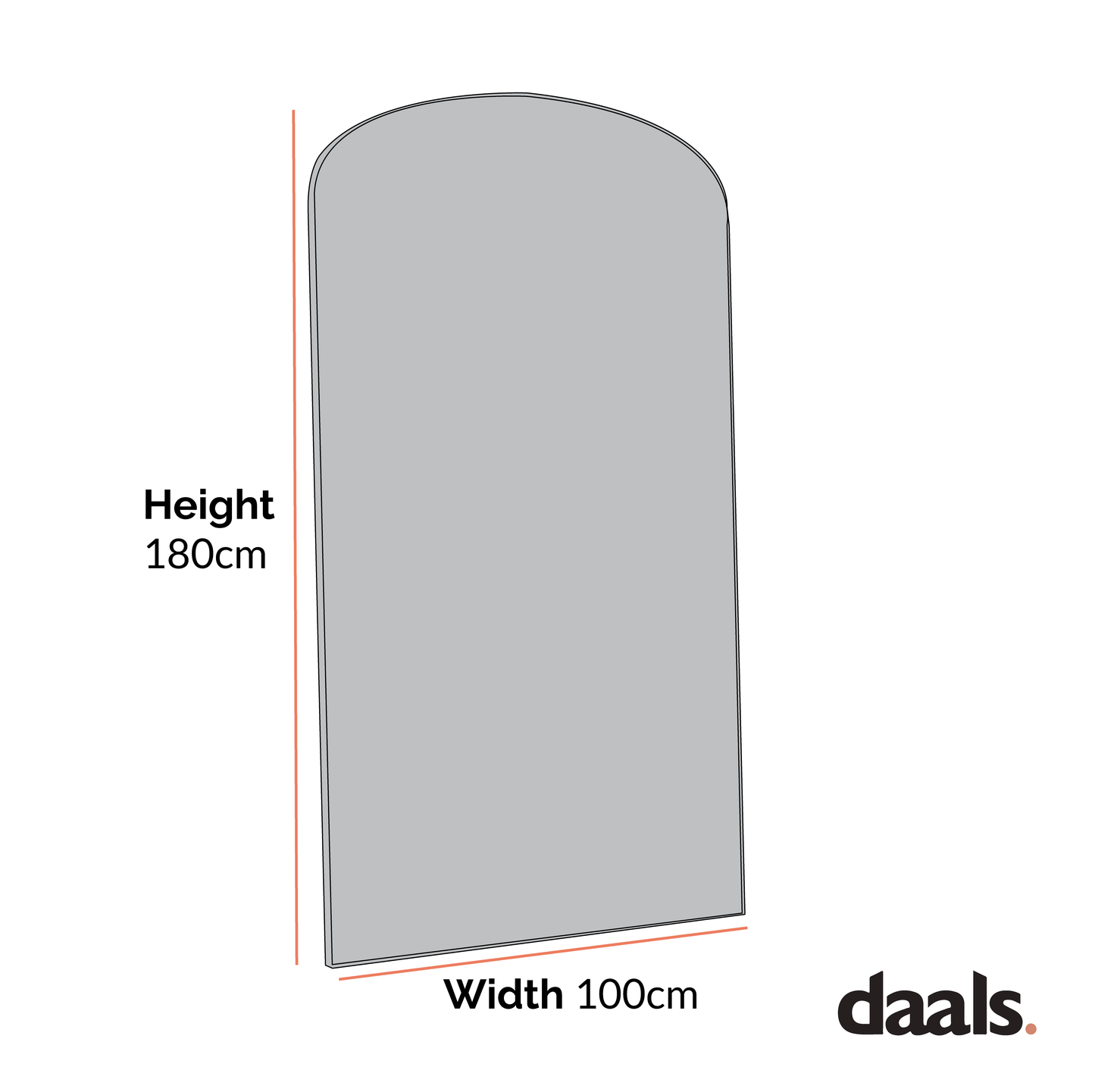 Miroir de sol extra-large Emmy noir en forme d'arche 180 x 100 cm