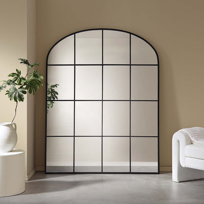 Miroir Portobello arqué pleine longueur avec cadre en métal 180 x 140 cm, noir
