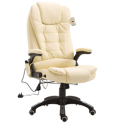 Fauteuil de bureau pivotant et inclinable, rembourré et avec fonction de massage vibrant, MM17 Crème
