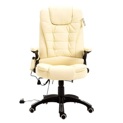 Fauteuil de bureau pivotant et inclinable, rembourré et avec fonction de massage vibrant, MM17 Crème
