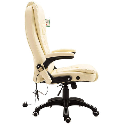 Fauteuil de bureau pivotant et inclinable, rembourré et avec fonction de massage vibrant, MM17 Crème
