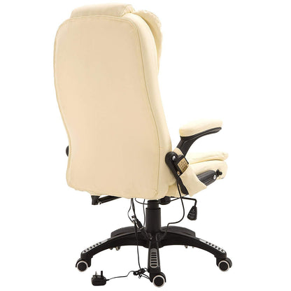 Fauteuil de bureau pivotant et inclinable, rembourré et avec fonction de massage vibrant, MM17 Crème