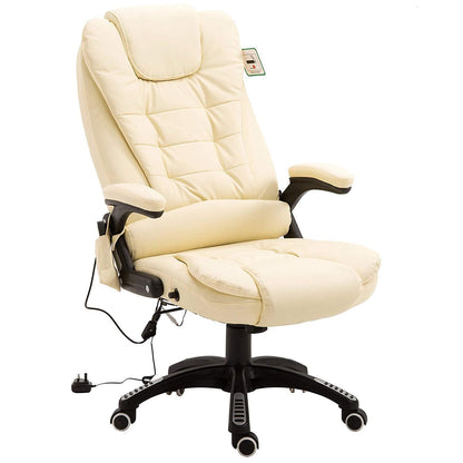 Fauteuil de bureau pivotant et inclinable, rembourré et avec fonction de massage vibrant, MM17 Crème