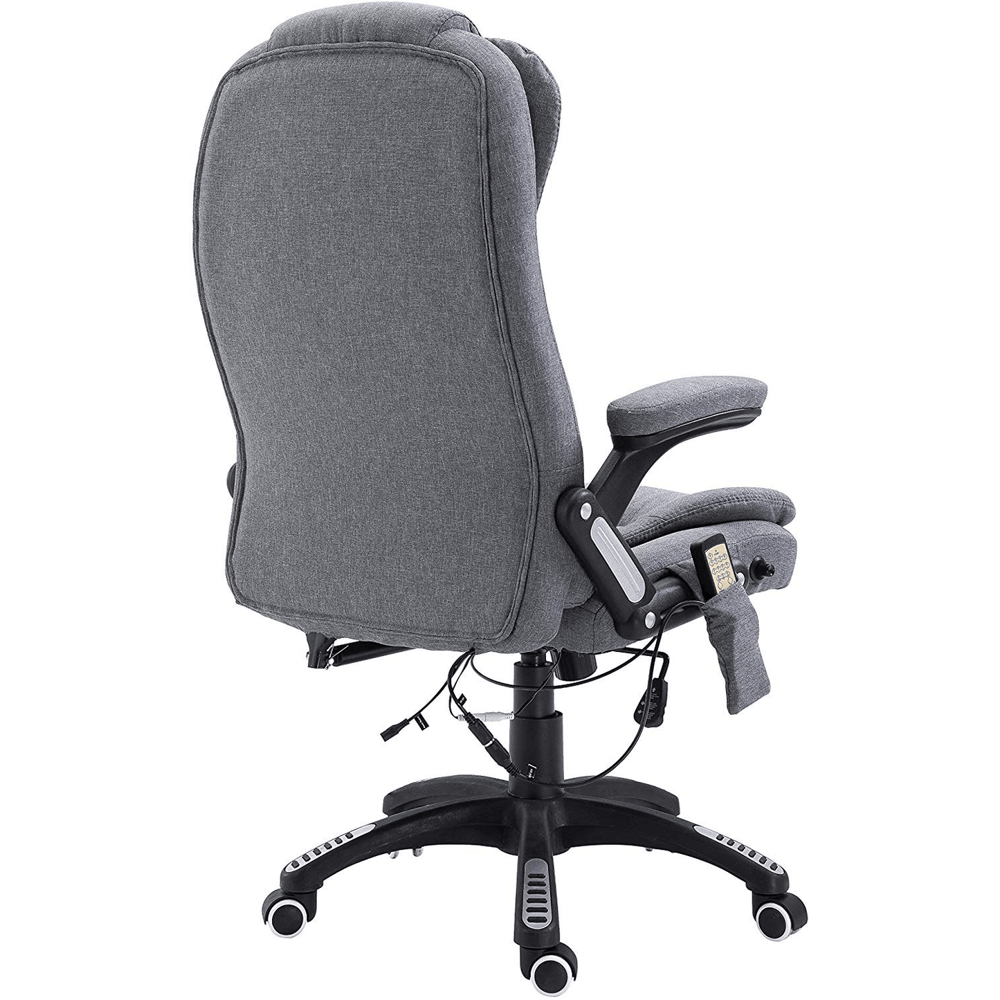 Fauteuil de bureau pivotant et inclinable, rembourré et massant, tissu gris MM17