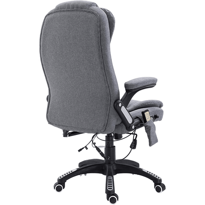 Fauteuil de bureau pivotant et inclinable, rembourré et massant, tissu gris MM17