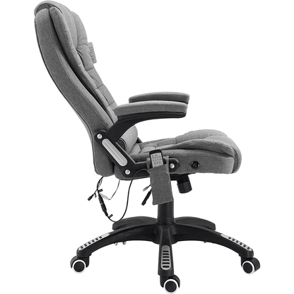Fauteuil de bureau pivotant et inclinable, rembourré et massant, tissu gris MM17