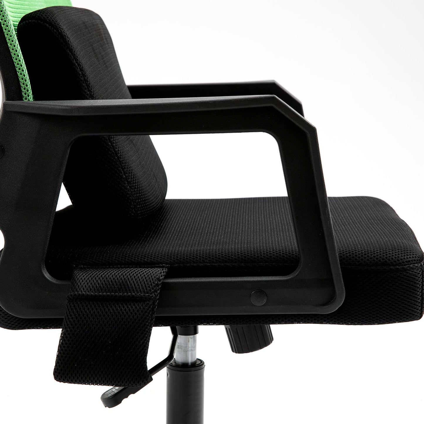Chaise de bureau pivotante Beni Plus en maille avec coussin lombaire massant, vert