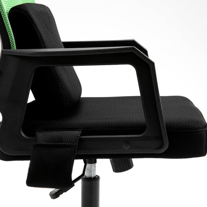 Chaise de bureau pivotante Beni Plus en maille avec coussin lombaire massant, vert