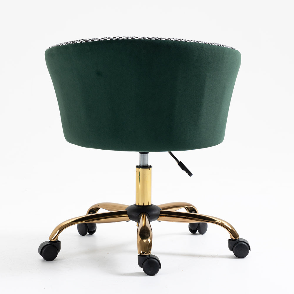 Chaise pivotante pied-de-poule et velours Kylie