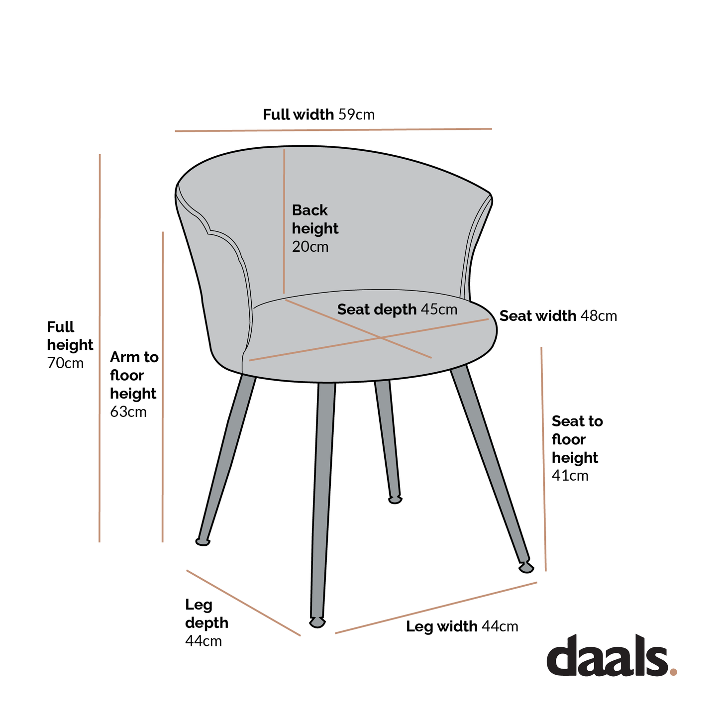 Ensemble de 2 chaises de salle à manger en velours orange Kylie