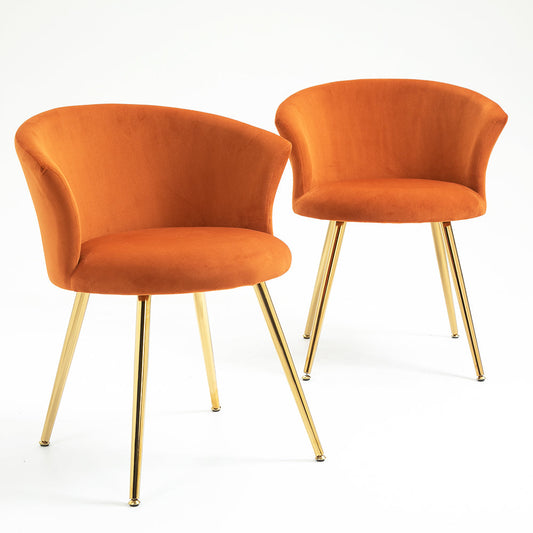 Ensemble de 2 chaises de salle à manger en velours orange Kylie