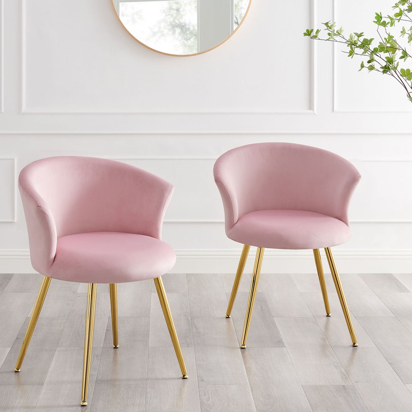 Ensemble de 2 chaises de salle à manger en velours rose Kylie