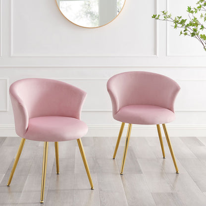 Ensemble de 2 chaises de salle à manger en velours rose Kylie