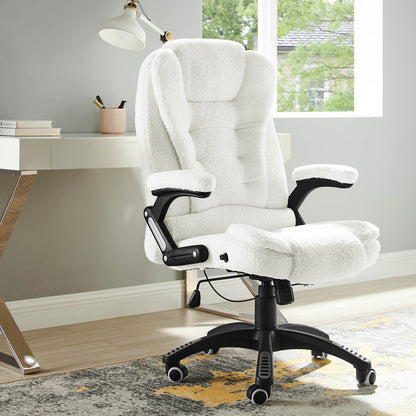Fauteuil de bureau inclinable standard extra-rembourré, MO17, blanc Teddy