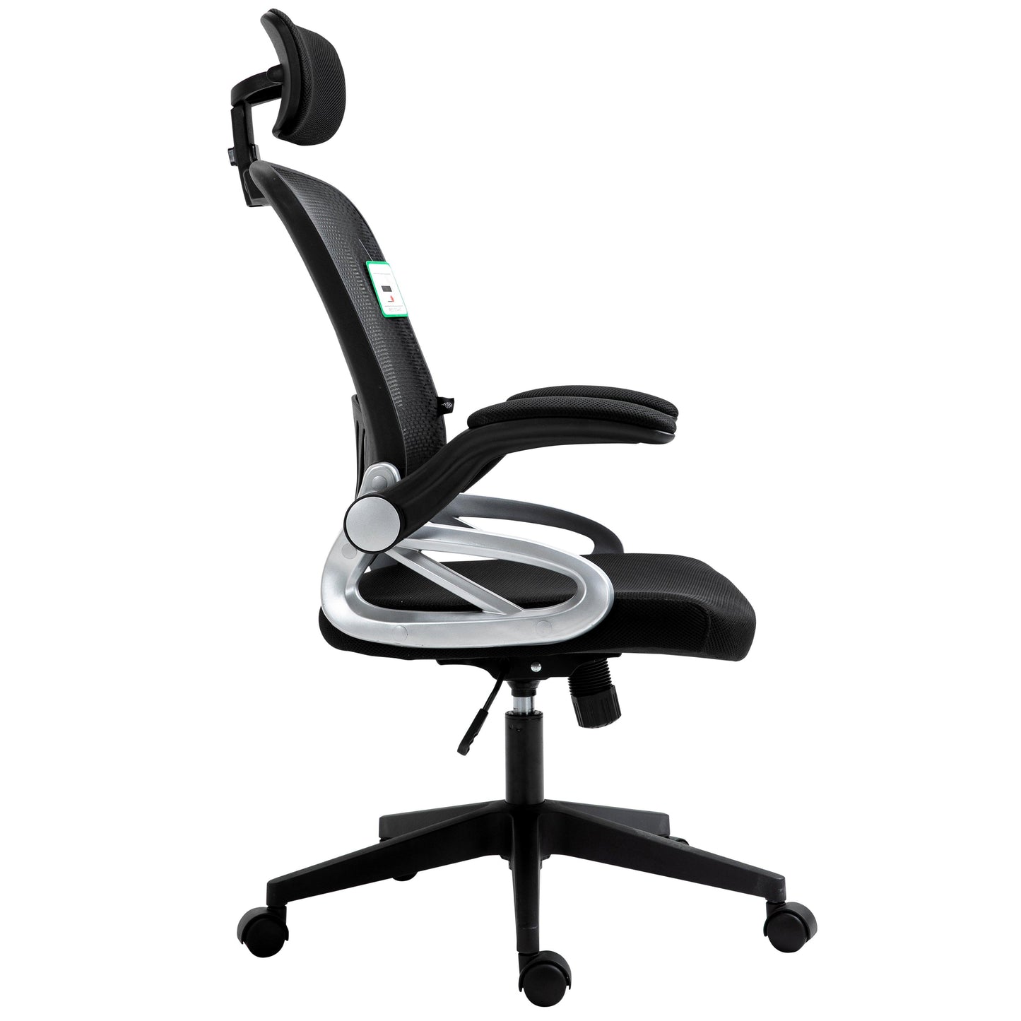 Chaise de bureau pivotante à dossier haut en maille extra-rembourrée avec appui-tête et accoudoirs réglables, noire