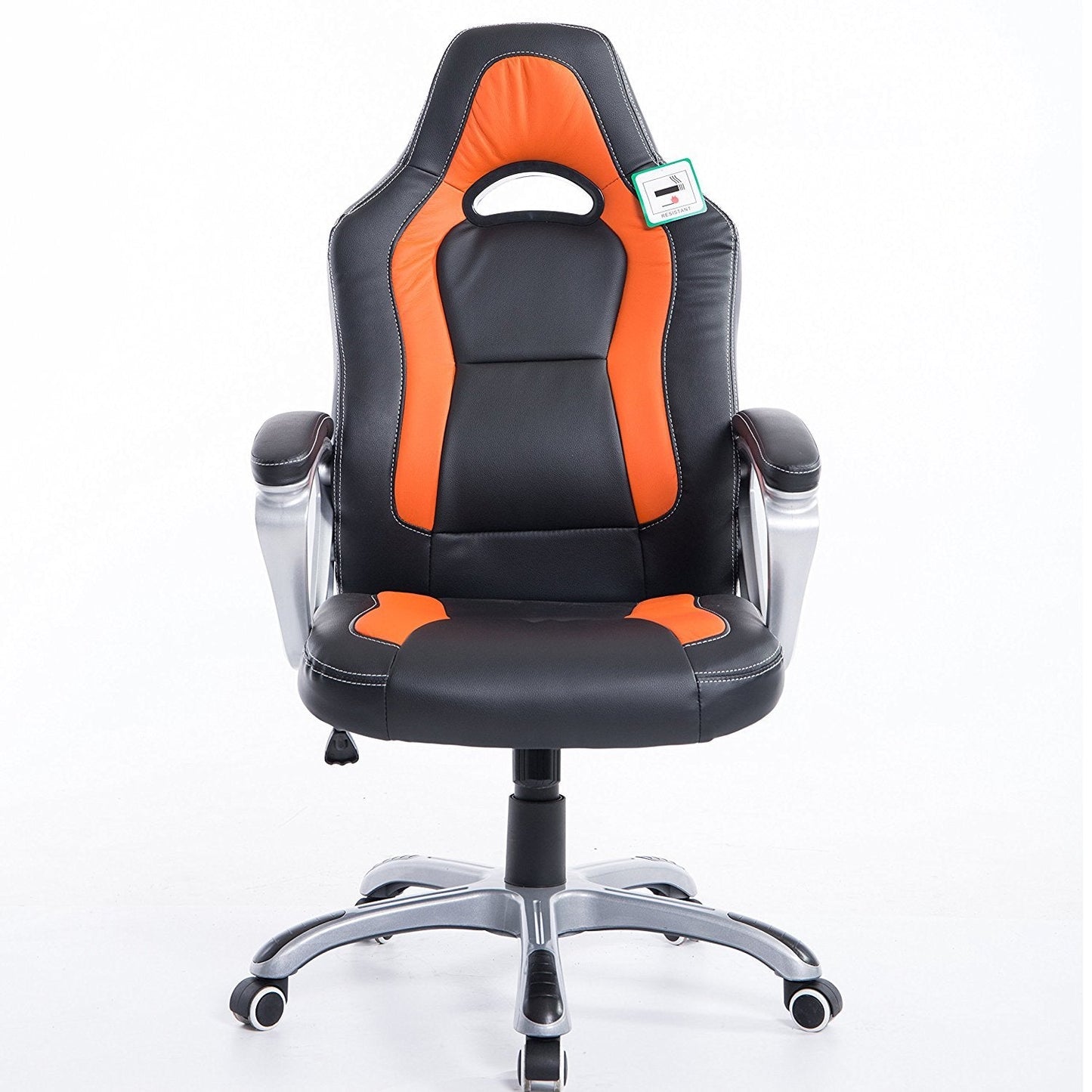 Chaise de bureau pivotante Gaming Racing Sport en noir et orange