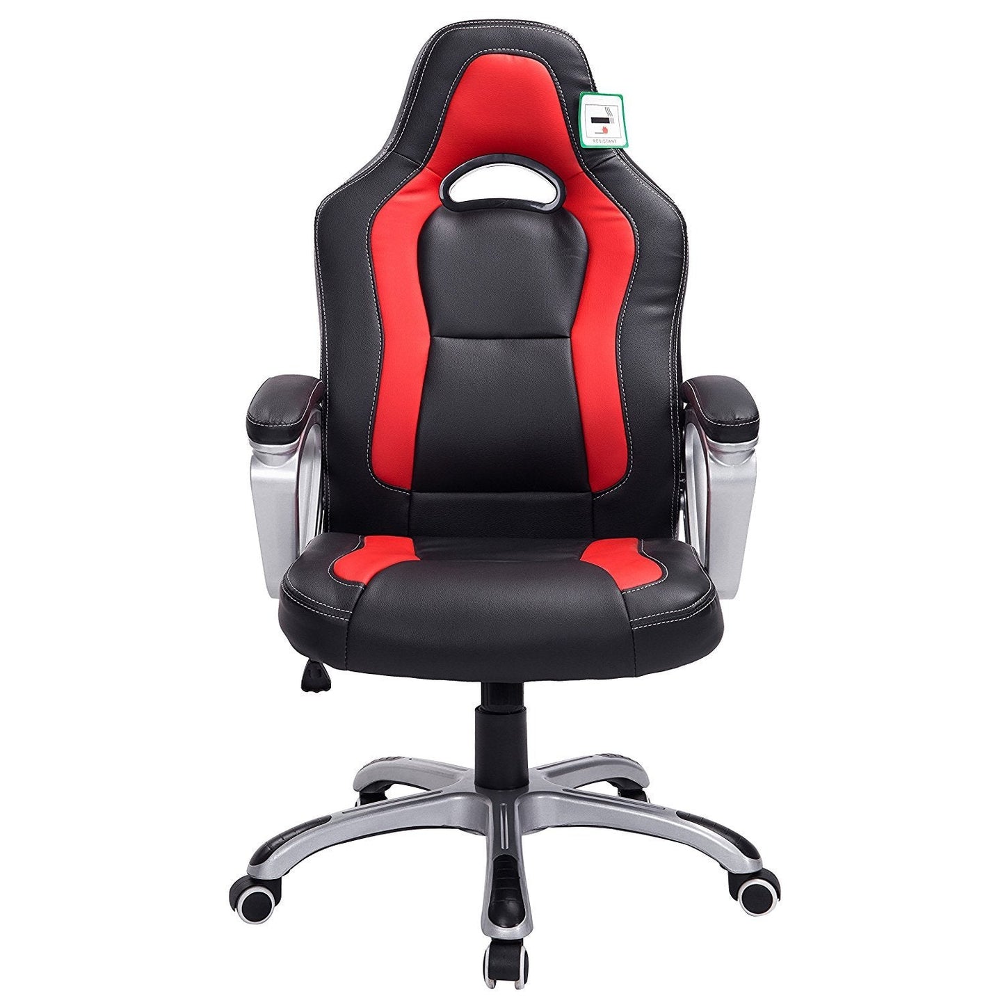 Chaise de jeu pivotante de style sport de course, noire et rouge