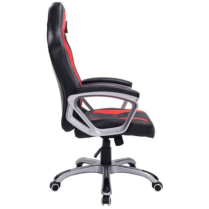 Chaise de jeu pivotante de style sport de course, noire et rouge