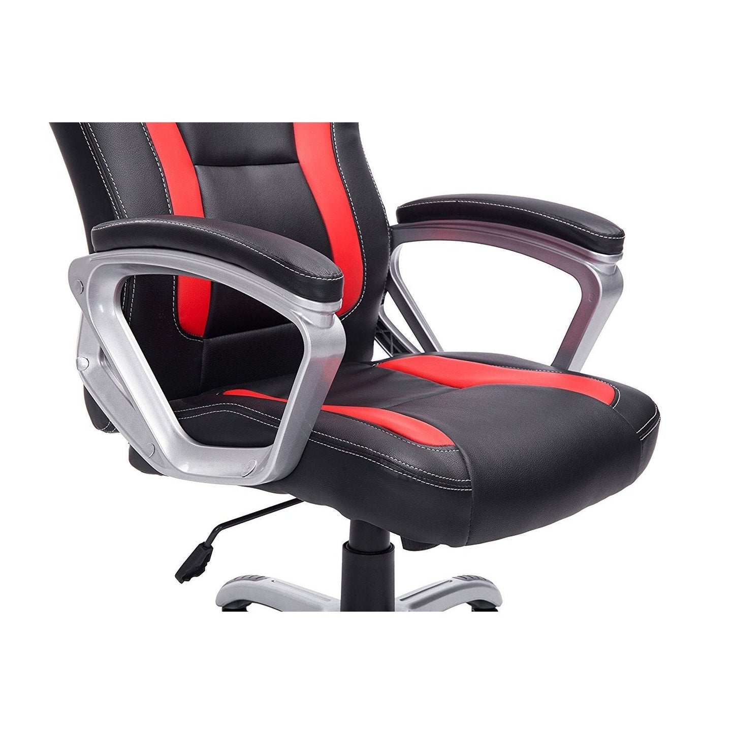 Chaise de jeu pivotante de style sport de course, noire et rouge