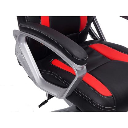 Chaise de jeu pivotante de style sport de course, noire et rouge