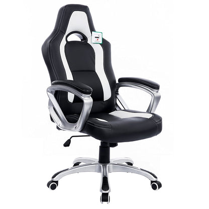 Chaise de bureau pivotante DaAls Racing Sport en noir et blanc