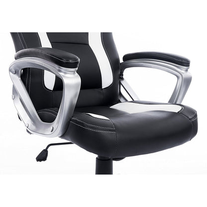 Chaise de bureau pivotante DaAls Racing Sport en noir et blanc