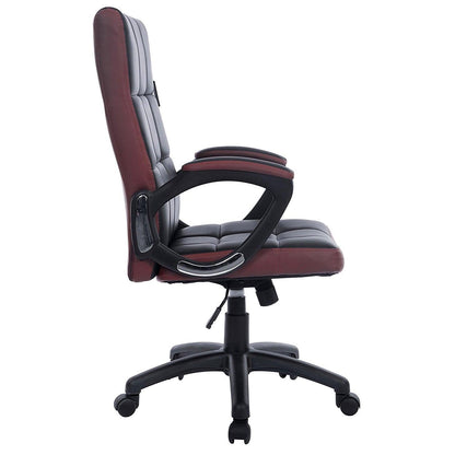 Fauteuil de bureau pivotant en similicuir avec panneaux contrastés gaufrés et dossier haut, noir et marron
